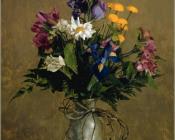 威廉 惠特克 : Pewter Vase with Flowers